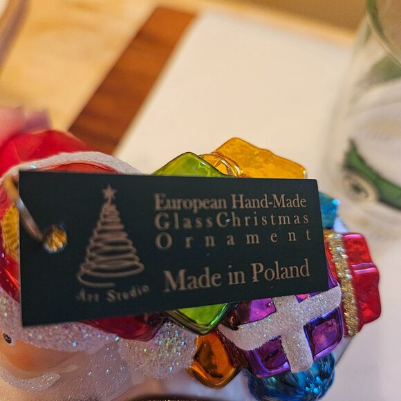 glassware art studio jolly Santa ornament 6.5' made in Poland - Picture 8 of 11